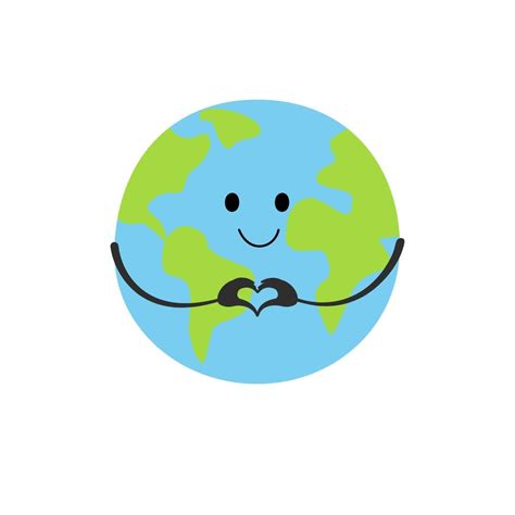 Lindo Planeta Tierra Sonriente Aislado Sobre Fondo Blanco Día De La