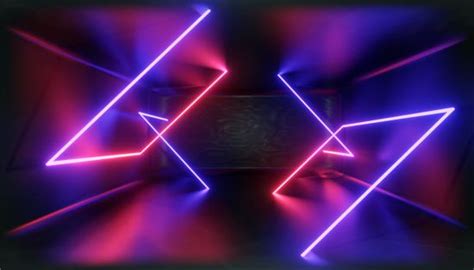 3d Render Glowing Lines Tunnel Neon Lights Virtual Reality In