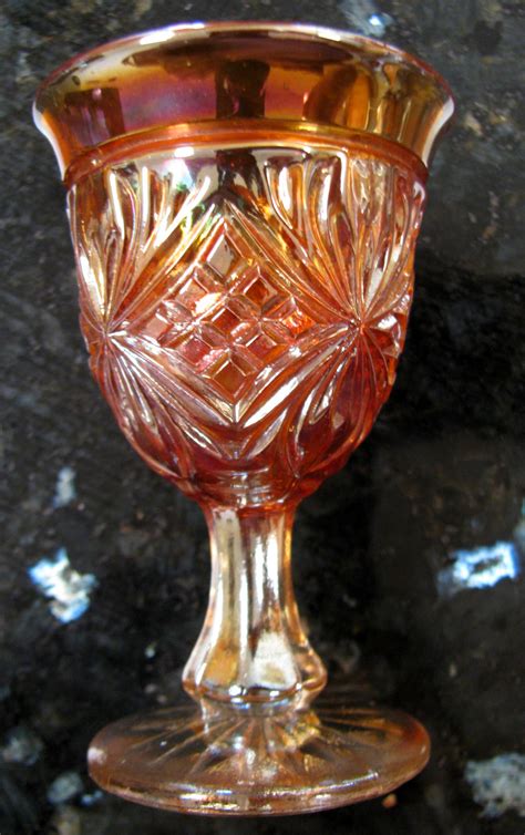 Scarce Imperial Diamond And Sunburst Wine Set Vintage Marigold Carnival