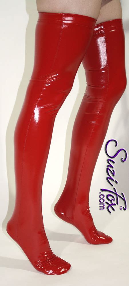Custom Stockings Shown In Red Gloss Vinylpvc Custom Made By Suzi Fox