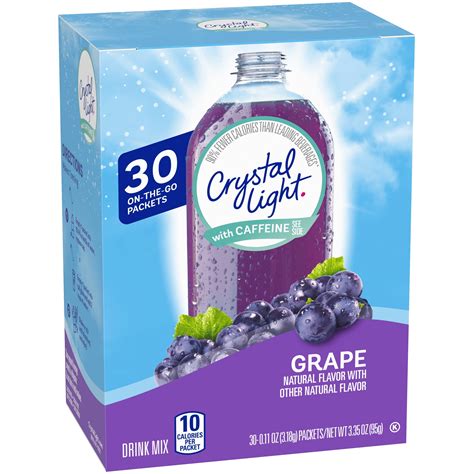 Crystal Light Grape Drink Mix With Caffeine 30 On The Go Packets