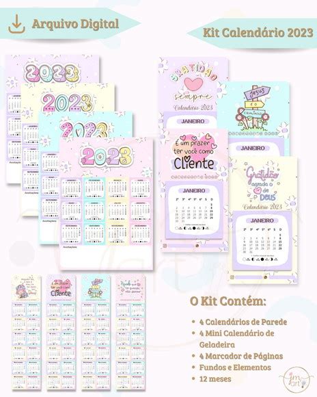 Kit Calendario Candy 2023 Arquivo Digital Produtos Elo7