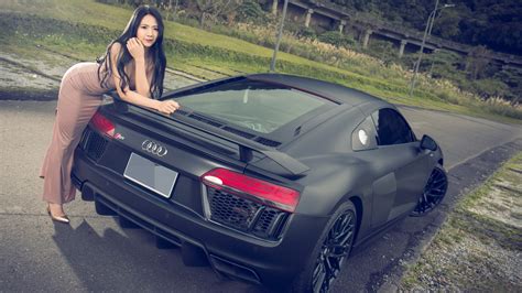 Download Wallpaper Auto Look Girls Asian Audi R8 Beautiful Girl