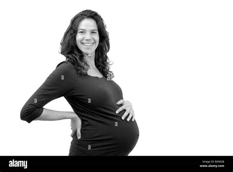 Studio Portrait Of A Pregnant Woman Stock Photo Alamy