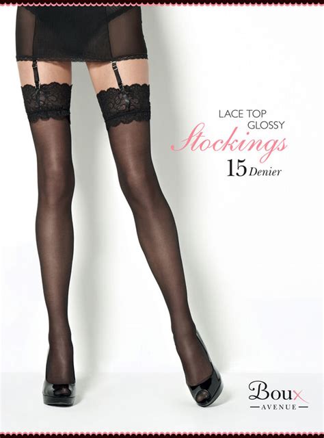 lace top 15 denier glossy stockings boux avenue