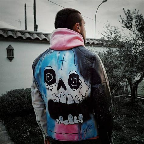 Lil Peep Never Say Die Painted Jacket Ubicaciondepersonascdmxgobmx