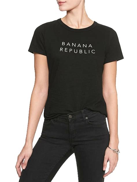 New Banana Republic Womens Body Logo T Shirt Black M 4013 5