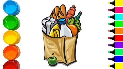 How To Draw Grocery Items How To Draw Healthy Food Easy Food