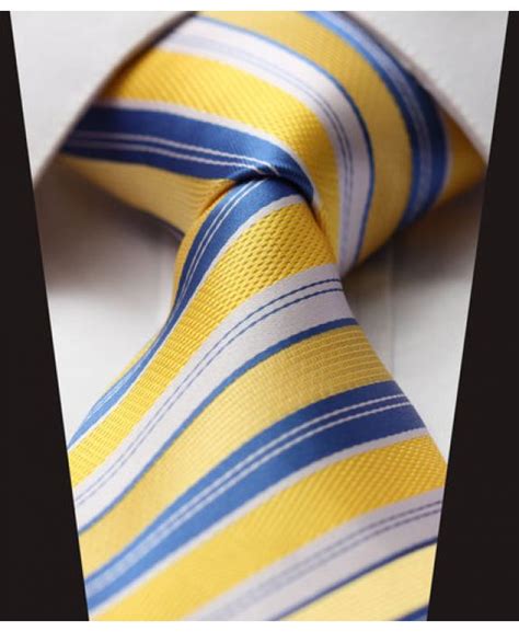Yellow Blue Striped Necktie Mens Silk Ties Ties Mens Fashion Blue
