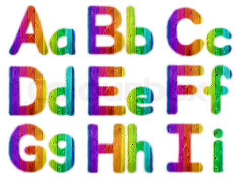 Letters A B C D E F G H I With A Wooden Rainbow Background Stock Image Colourbox