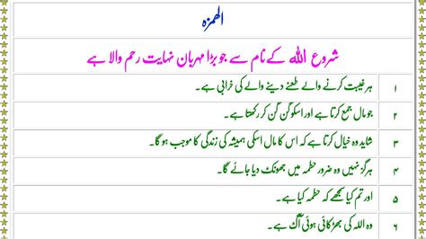 Surah Humazah With Urdu Translation