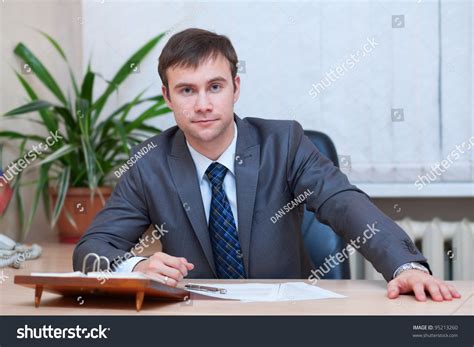 Young Businessman Sitting At His Office Stock Photo 95213260 Shutterstock