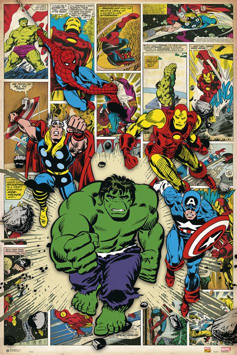 Marvel Comic Here Come The Heroes Poster Sold At