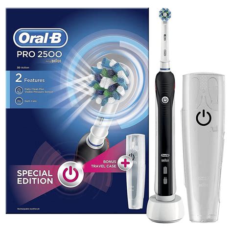 Oral B Pro 2 2500 Black Electric Toothbrush With Travel Case Healthwise
