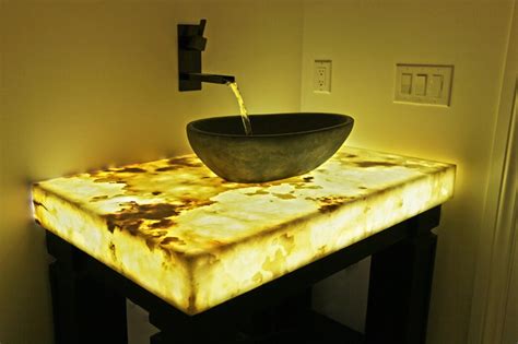 Backlit Onyx Countertop Contemporary Bathroom Denver By Yk
