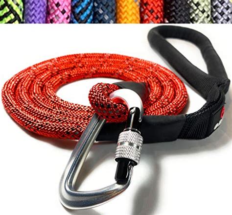 Enthusiast Gear Rope Dog Leash With Locking Carabiner For Large And