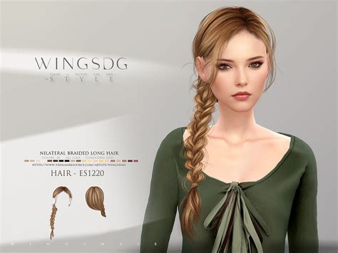 The Sims Resource Wings Es1220 Unilateral Braided Long Hair