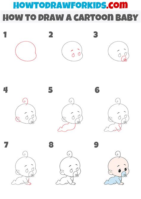 How To Draw A Cartoon Baby Easy Drawing Tutorial For Kids