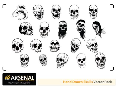 Hand Drawn Skulls Vector Pack