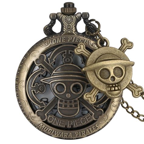 Hollow Pirate Luffy One Piece Quartz Pocket Watch Necklace Clock Unique