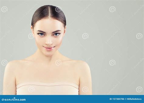 Perfect Woman Portrait Healthy Spa Model With Clear Skin Stock Photo
