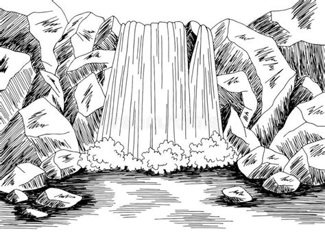 Landscape Sketch Landscape Drawings Waterfall Sketch River Drawing