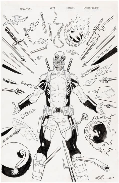 Despicable Deadpool 299 Cover Pencils And Inked Original Art By Mike