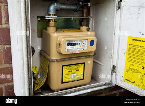 Taking A Gas Meter Reading In The Uk Stock Photo Alamy