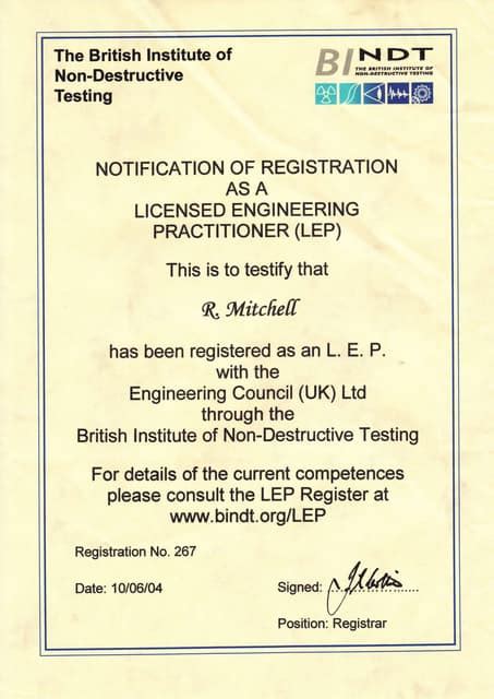 Engineering Council Incorporated Engineer Certificate