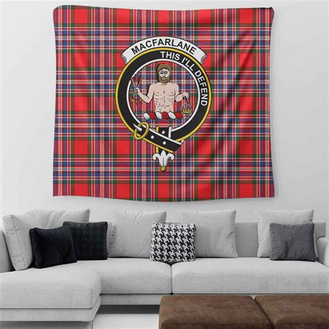 Scottish Macfarlane Clan Crest Tartan Tapestry