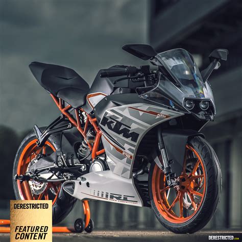 This lightweight, compact engine really packs a punch and with 32 kw (44 hp), it's the sportiest option out there for a2 riders. KTM RC 390 Action Video and photos | DERESTRICTED