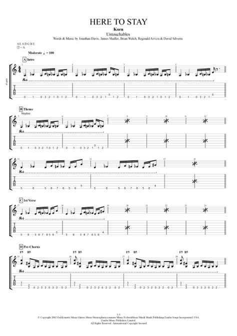 Here To Stay Tab By Korn Guitar Pro Full Score Mysongbook