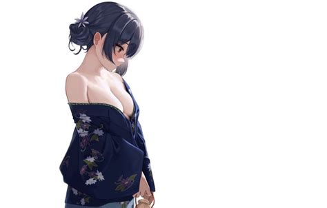Wallpaper Kawaii Girl Hot Sexy Yukata Anime Babe Cute Kimono Anime Girl Clevage Anime