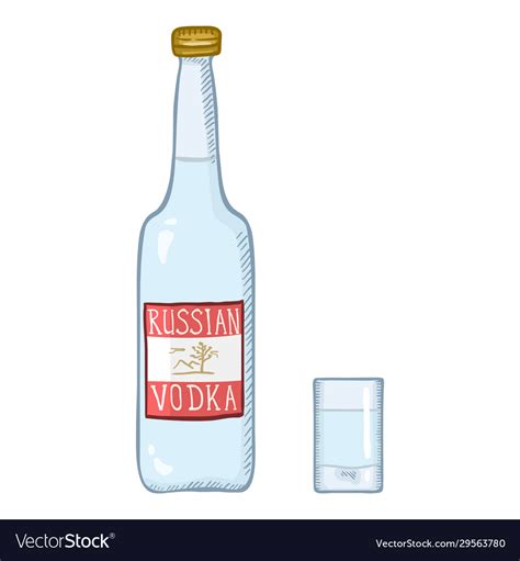 Cartoon Bottle Russian Vodka Royalty Free Vector Image