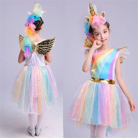 Girls Rainbow Unicorn Dress Art Girl Unicorn Costume Unicorn Dress