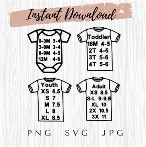 Cricut Cheat Sheet Cricut Size Guide T Shirt Decal Size Guide Baby