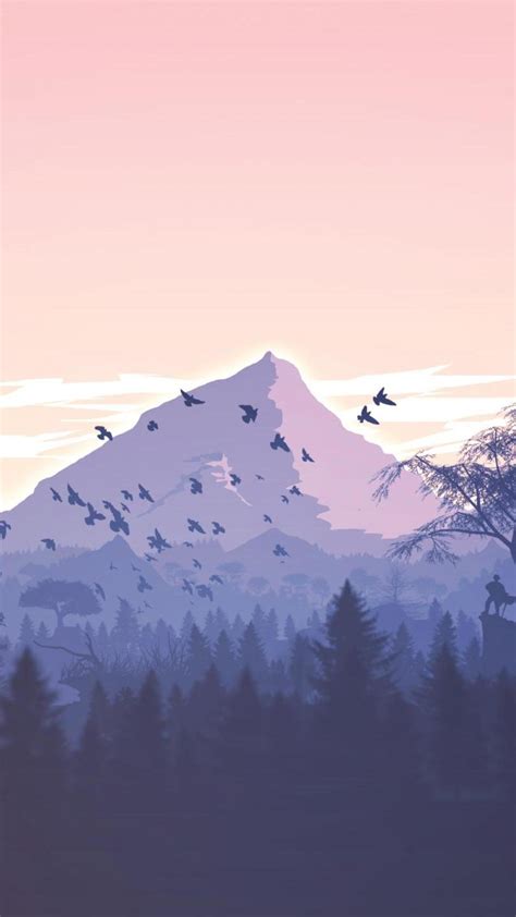 Minimalism Birds Mountains Trees Forest 9k Wallpaper 2160x3840