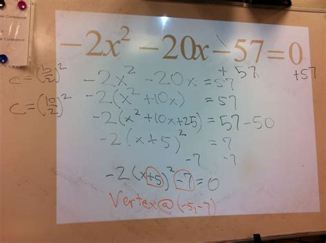 Solve by completing the square: Transforming from standard to vertex form when the leading ...