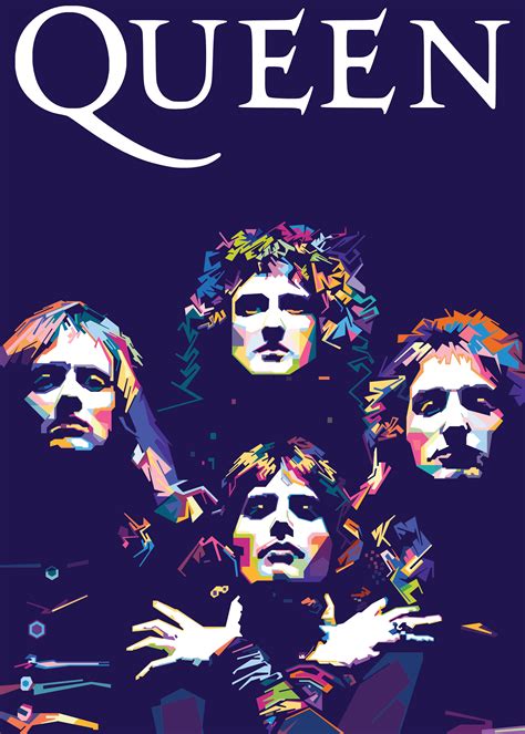 Queen Poster By Johan Musa Displate In 2021 Queen Poster Pop Art