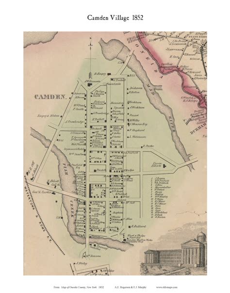 Camden Village New York 1852 Old Town Map Custom Print Oneida Co