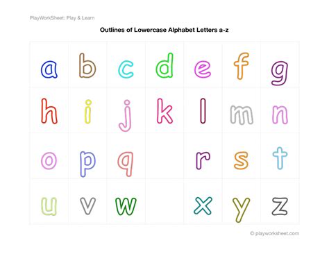 Outlines Of Alphabet Letters From A To Z In Lower Cases Free
