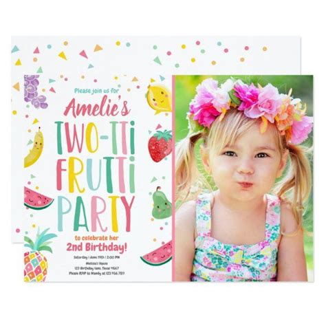 Two Tti Frutti Tutti Fruity Birthday Fruit Summer Invitation Zazzle