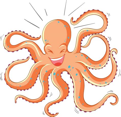 Octopus Laughing Cartoon Character Isolated On White Background 2673480