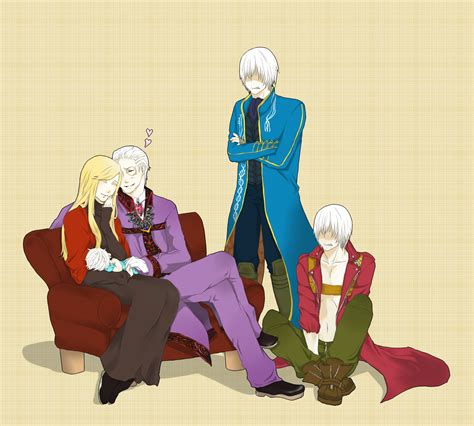 Dante Vergil Eva And Sparda Devil May Cry Drawn By Nanigashi Kamensan Danbooru