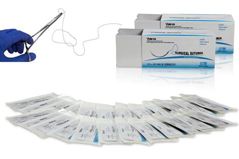 Vision Scientific 75cm Silk Surgical Suture Thread With Curved Needle