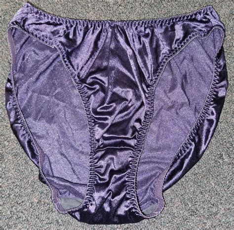 Vintage Delicates Second Skin Satin High Leg Bikini Panties Xl Purple