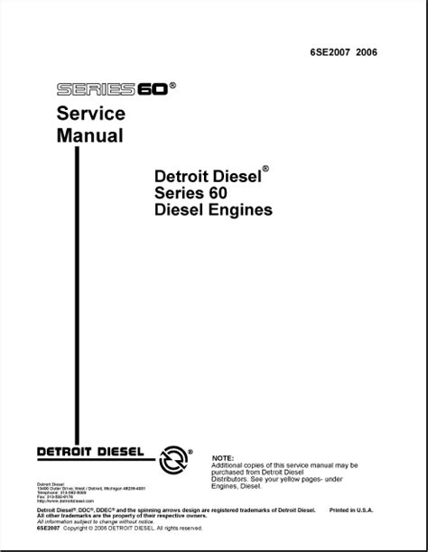 Detroit Diesel 60 Series Service Manual Pdf Service Manual For Detroit