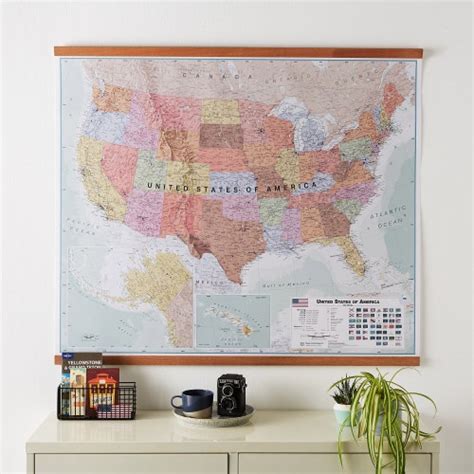 Executive Map Of The Usa Wall Hanging Home Decor Antique Etsy