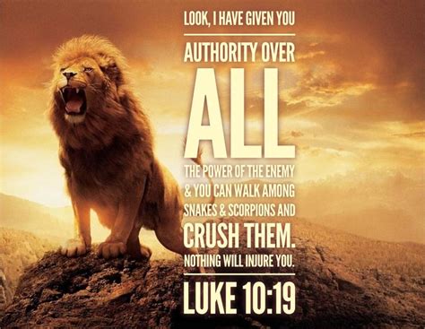 Luke 1019 Behold I Have Given You Authority And Power Luke 10