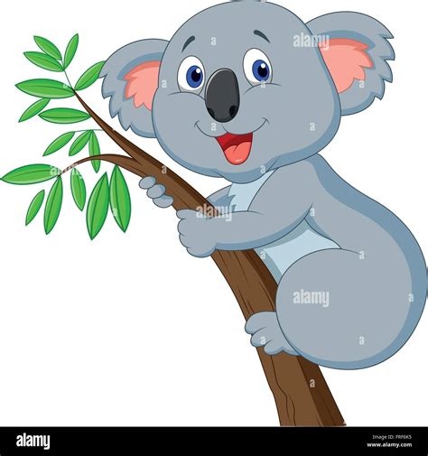 Cute Koala Cartoon On A Tree Stock Vector Image And Art Alamy